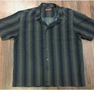 Blue Nevada Button Down Short Sleeve Shirt Print XL Chest 50" Washable Polyester